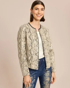 Lederjacke mit Snakeprint