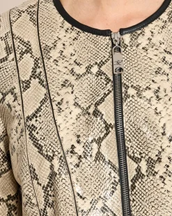 Lederjacke mit Snakeprint