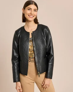 Lederjacke mit Steppung