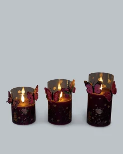 3 LED-Glaskerzen "Frühling"