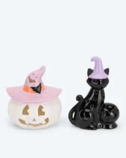 LED-Halloween-Set Katze und Kürbis