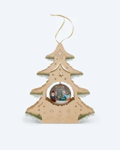 LED-Holzbaum mit Wichtel-Kugel