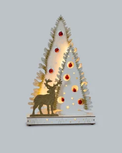 LED-Holzdekoration "Glitzerhirsch"