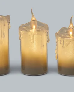 LED-Kerzen mit Glitzereffekt, 3tlg.