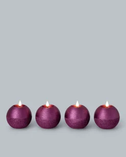 LED-Kugelkerzen in Metallic-Glitzer, 4tlg.