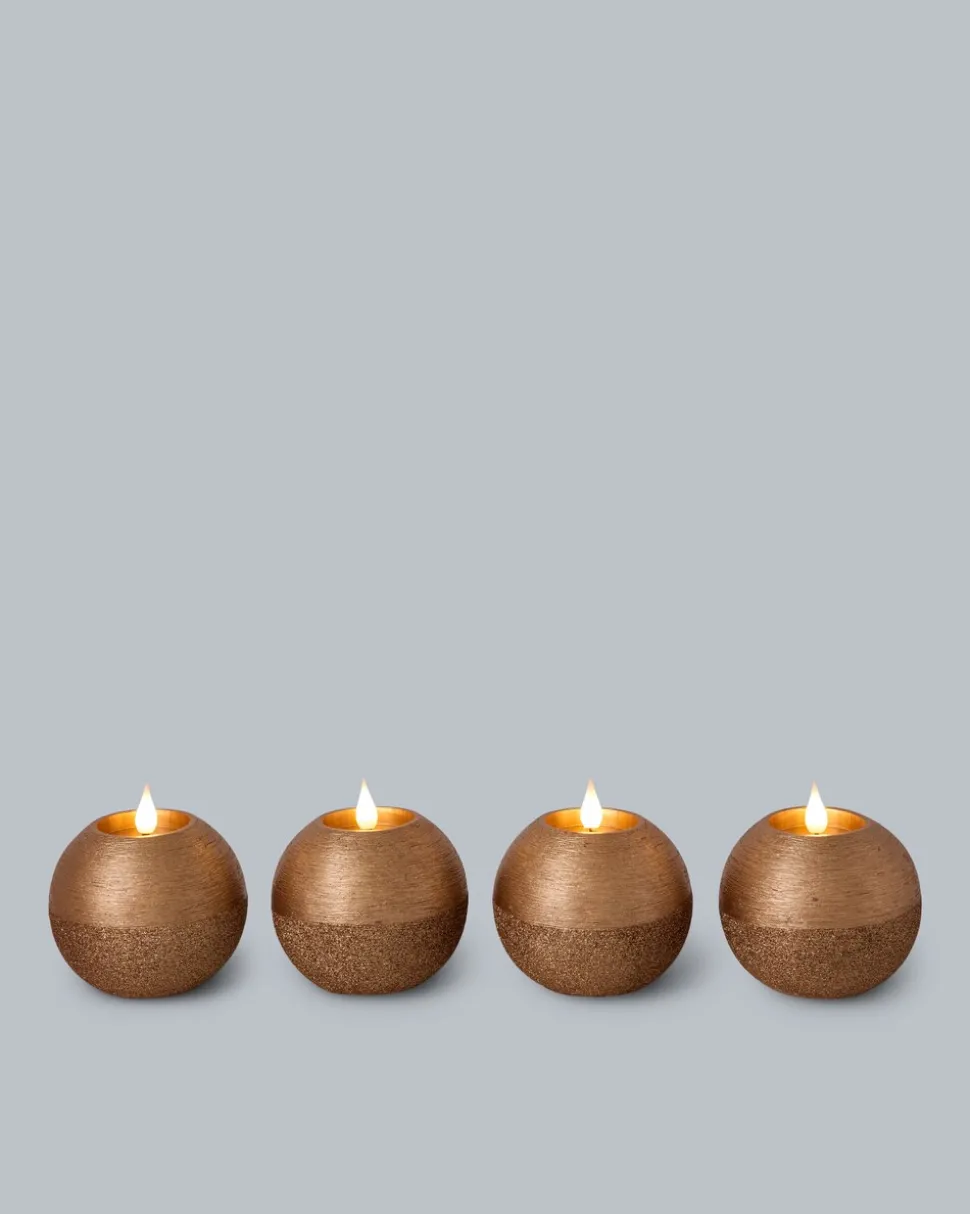 LED-Kugelkerzen in Metallic-Glitzer, 4tlg.