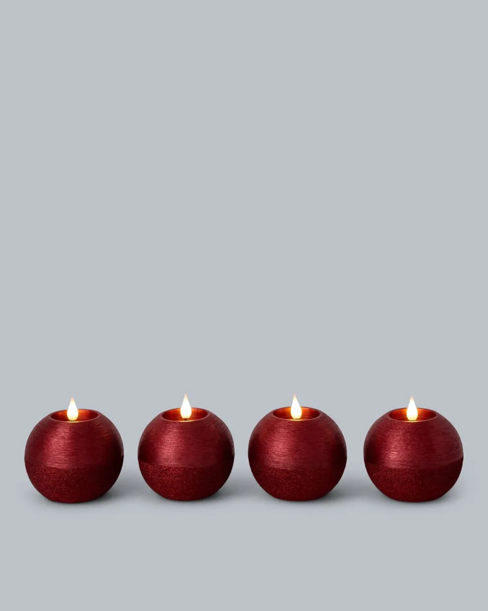 LED-Kugelkerzen in Metallic-Glitzer, 4tlg.