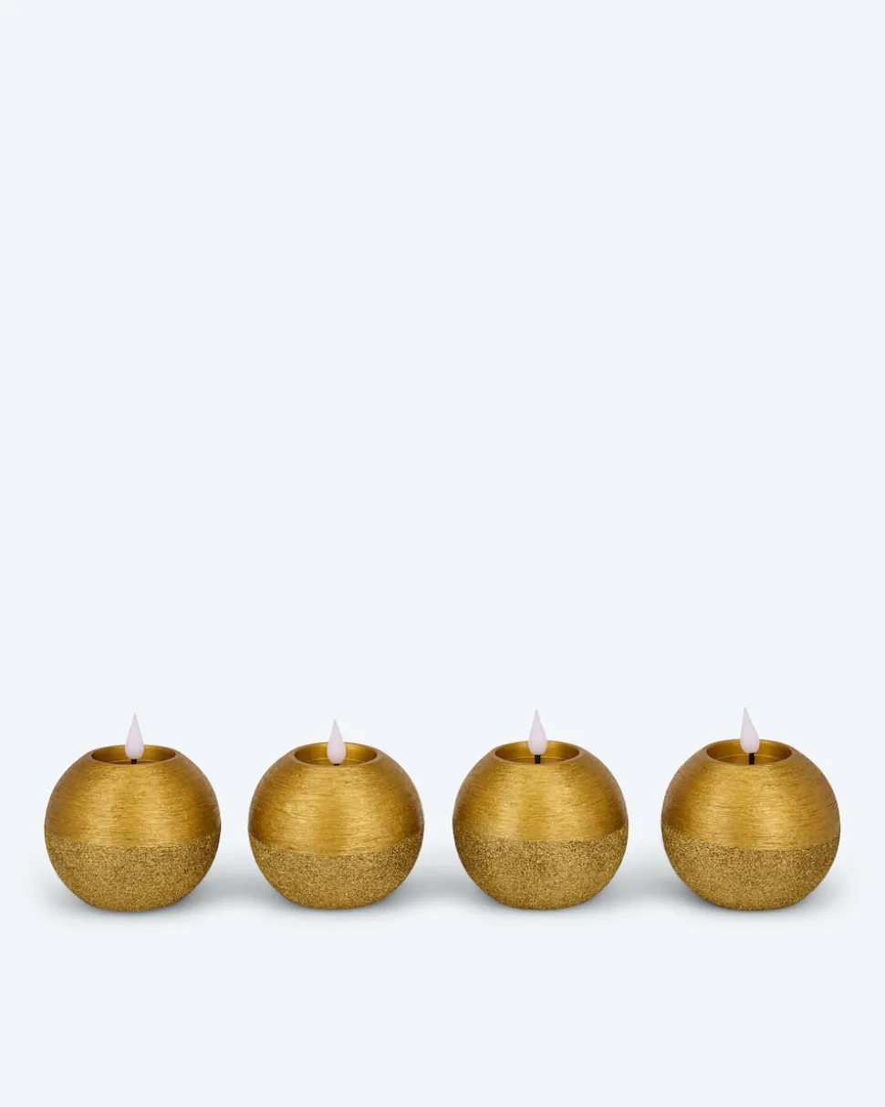 LED-Kugelkerzen in Metallic-Glitzer, 4tlg.
