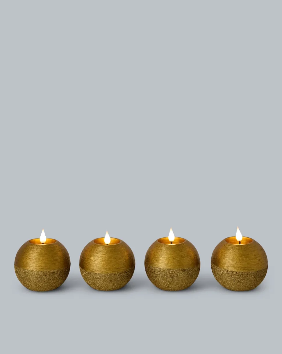 LED-Kugelkerzen in Metallic-Glitzer, 4tlg.