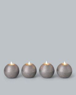 LED-Kugelkerzen in Metallic-Glitzer, 4tlg.