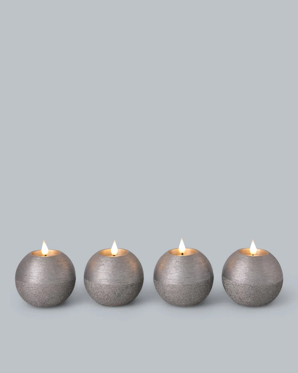 LED-Kugelkerzen in Metallic-Glitzer, 4tlg.