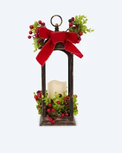 LED-Laterne mit Beeren-Deko