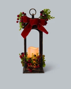 LED-Laterne mit Beeren-Deko