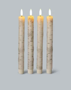 LED-Stabkerzen im Birken-Design, 4tlg.