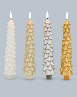 LED-Stabkerzen im Tannenbaumdesign, 4tlg.