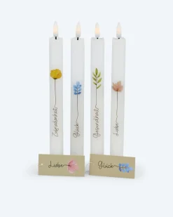 4 LED-Stabkerzen mit Spruch in Geschenkbox