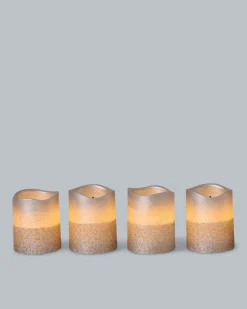 LED-Votivkerzen in Metallic-Glitzer, 4tlg.