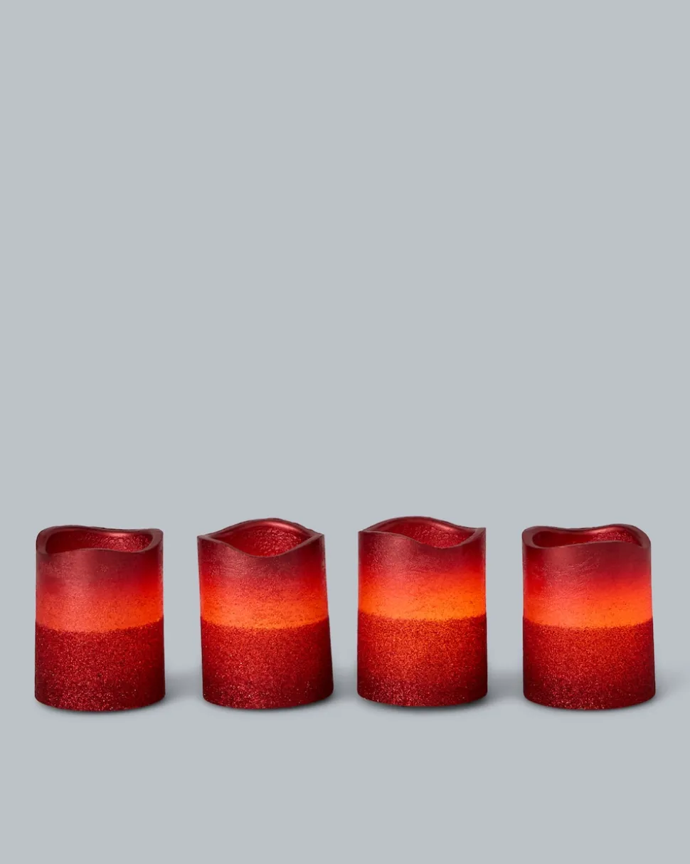 LED-Votivkerzen in Metallic-Glitzer, 4tlg.