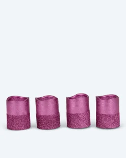 LED-Votivkerzen in Metallic-Glitzer, 4tlg.