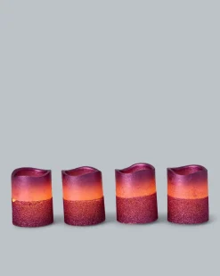 LED-Votivkerzen in Metallic-Glitzer, 4tlg.