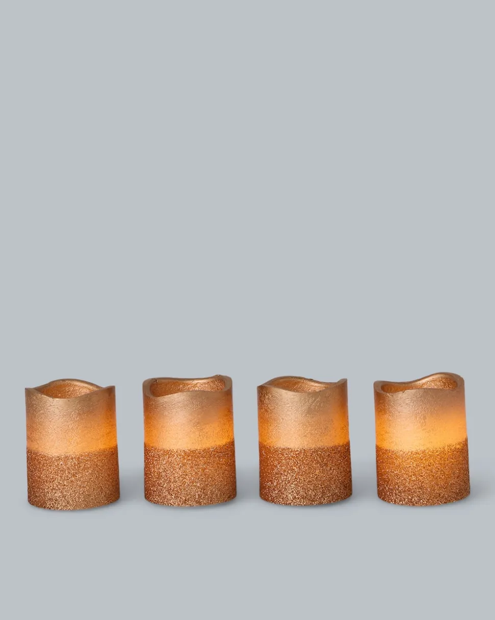 LED-Votivkerzen in Metallic-Glitzer, 4tlg.