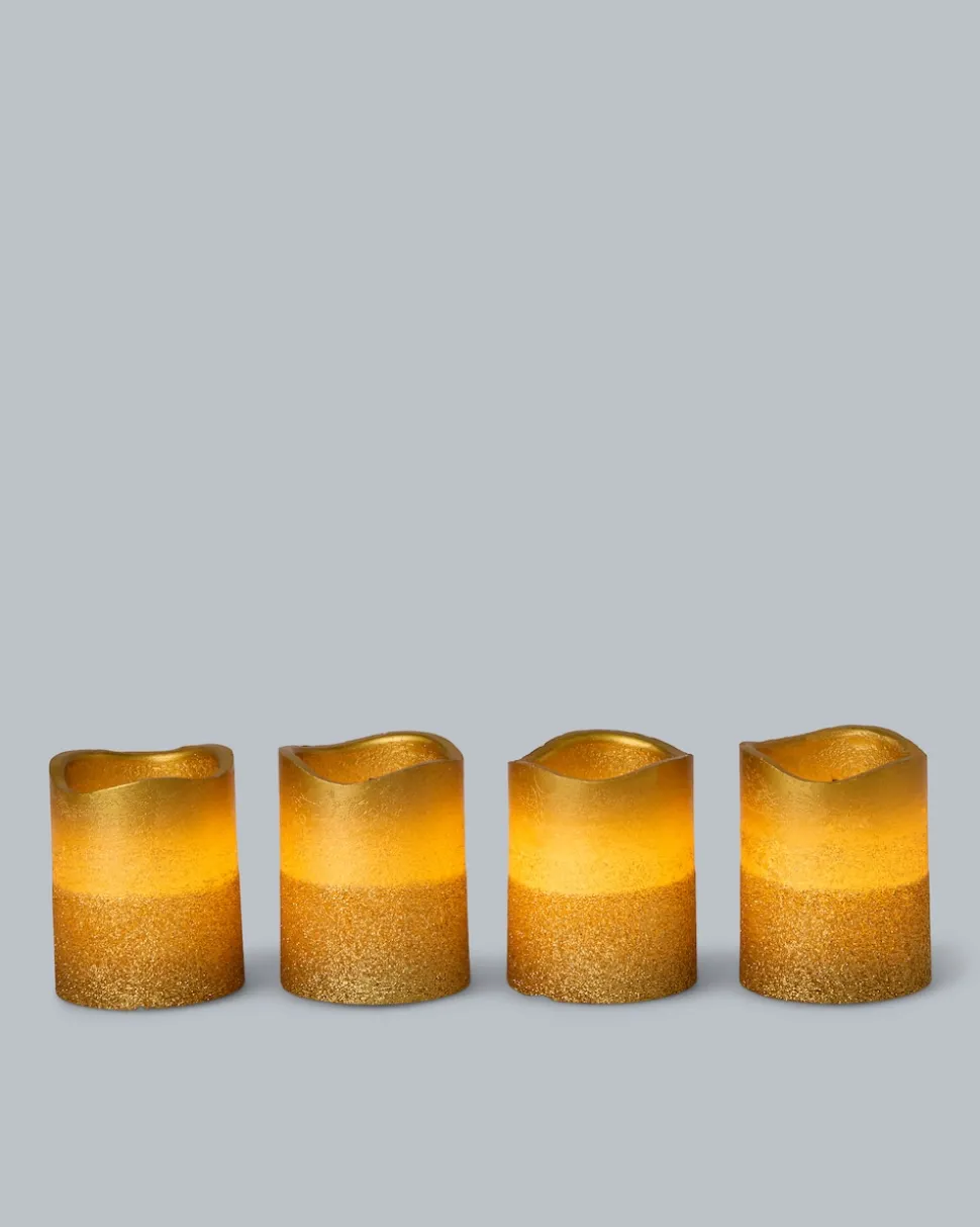 LED-Votivkerzen in Metallic-Glitzer, 4tlg.