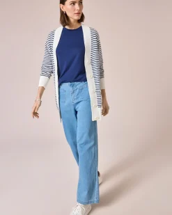 Long-Cardigan im Streifendesign
