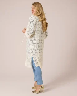 Longcardigan in Crochet-Optik