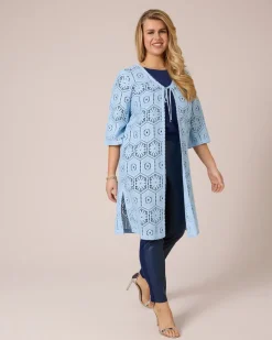 Longcardigan in Crochet-Optik