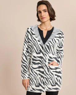 Long-Cardigan mit Animal-Jacquard