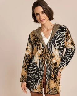 Long-Cardigan mit Animal-Jacquard