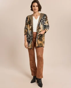 Long-Cardigan mit Animal-Jacquard