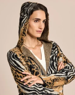 Long-Cardigan mit Animal-Jacquard