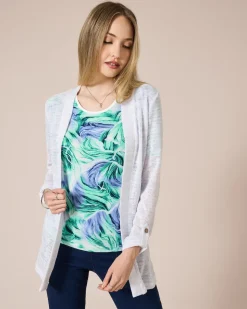 Longcardigan mit Metallicgarn