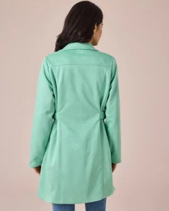 Longjacke in Velours-Optik