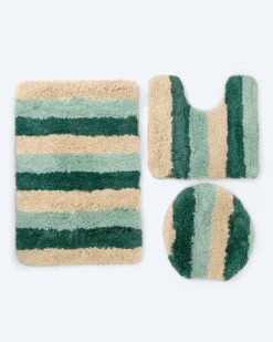 Mega Flausch Jacquard Badematten-Set, 3tlg.