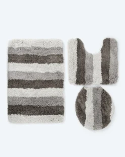 Mega Flausch Jacquard Badematten-Set, 3tlg.