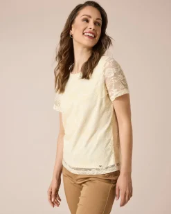 Mesh Shirt mit Rosenmuster und Lining
