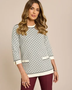 Midi-Pullover Jacquard-Strick
