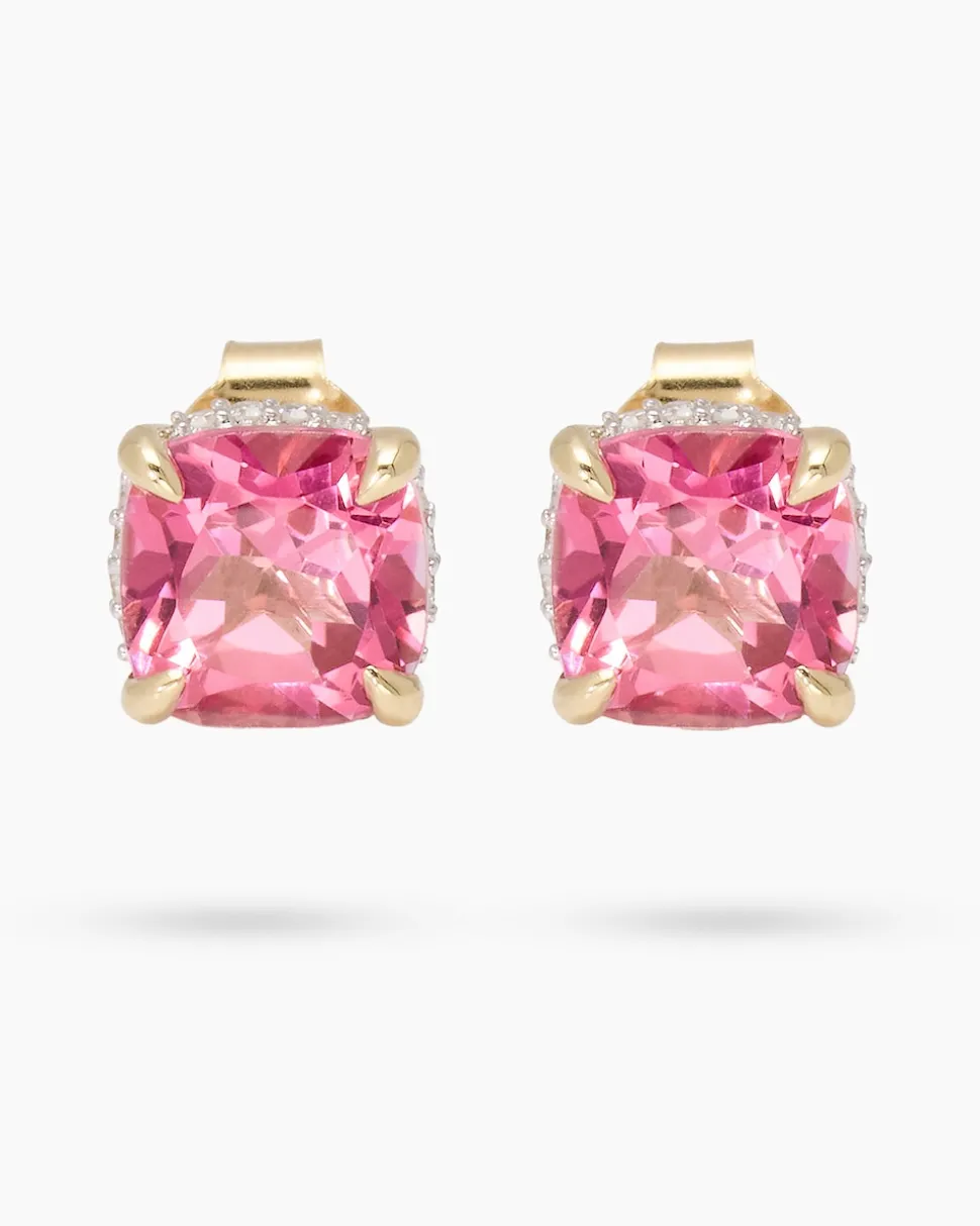 Ohrstecker mit Pink Topas & Brillanten