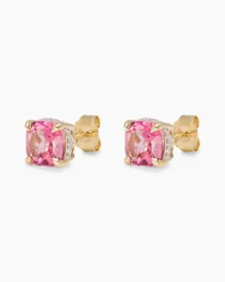 Ohrstecker mit Pink Topas & Brillanten