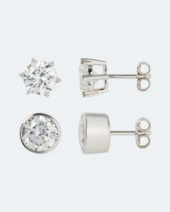 Ohrstecker-Set mit Zirkonia, 2 Paar
