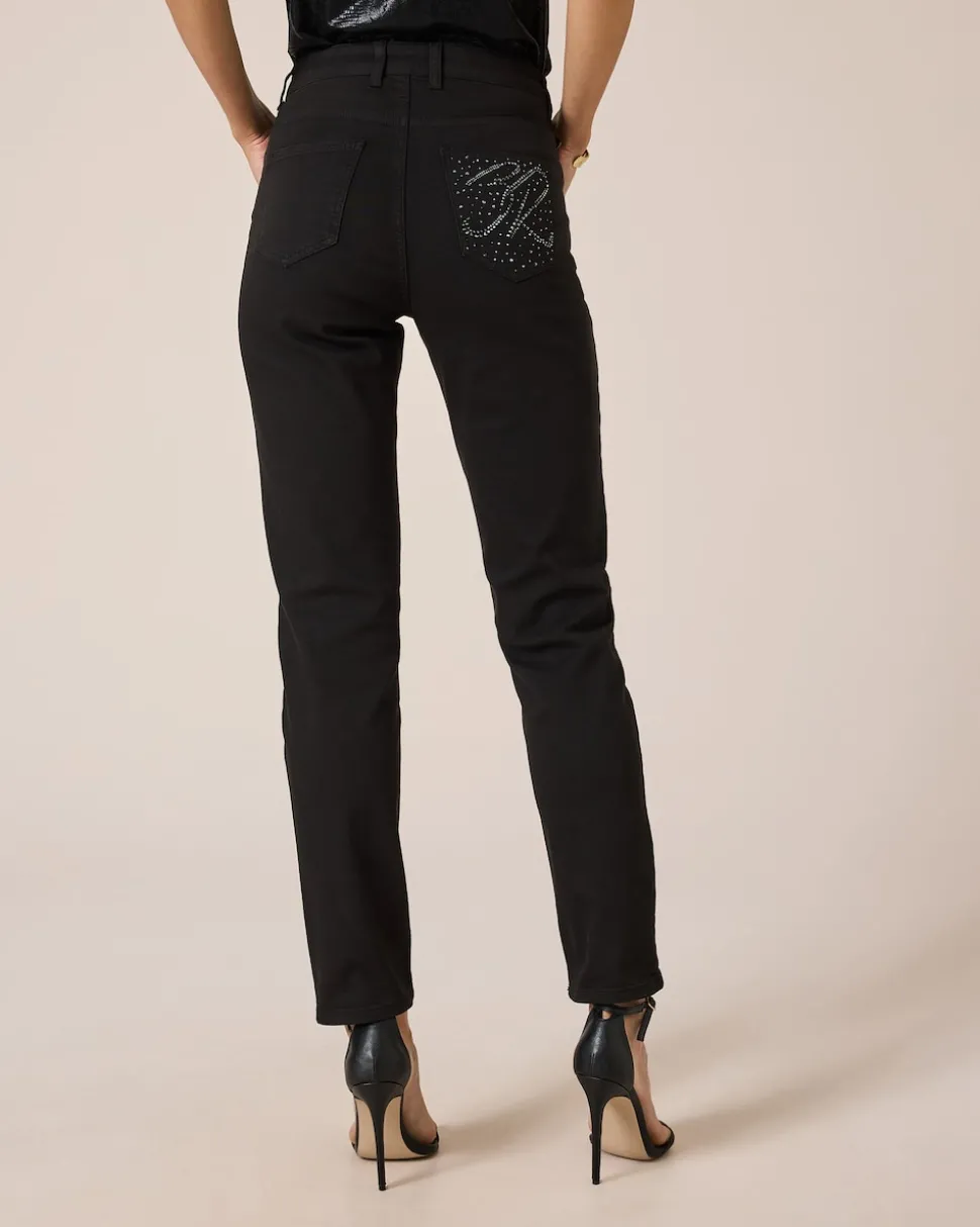 5-Pocket-Jeans mit Strassverzierung