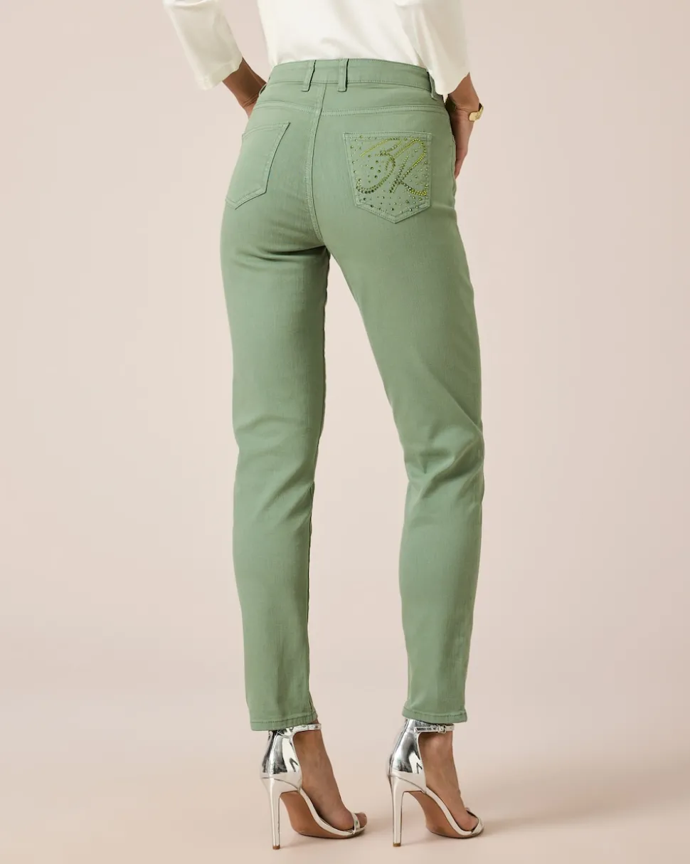 5-Pocket-Jeans mit Strassverzierung