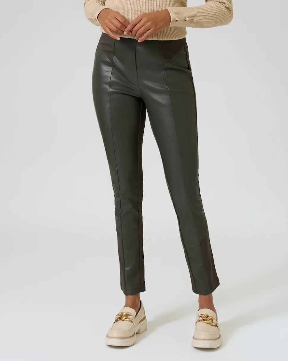 Ponte-Hose mit Leder-Imitat