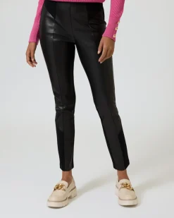 Ponte-Hose mit Leder-Imitat
