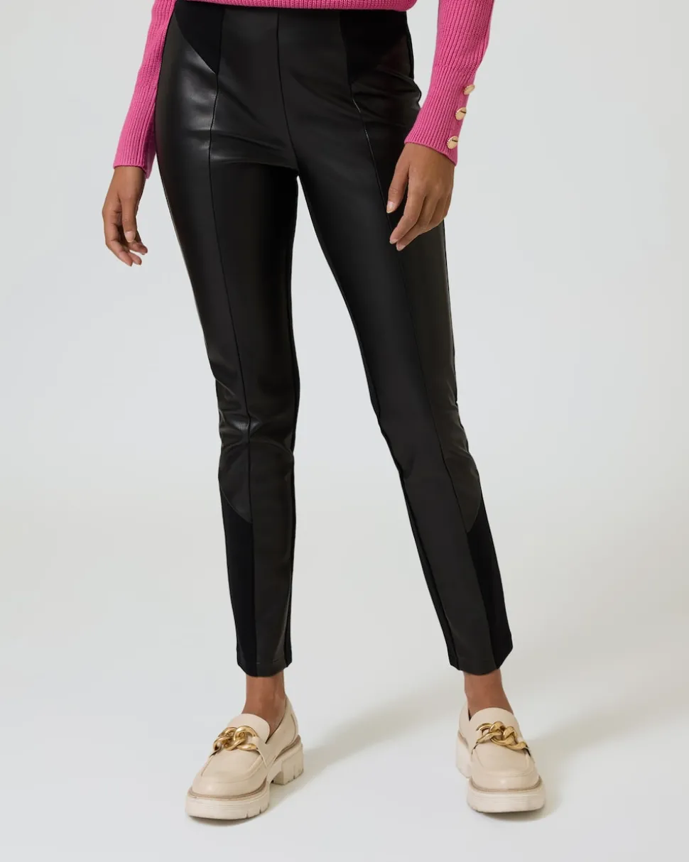Ponte-Hose mit Leder-Imitat
