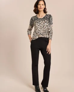 Pullover mit Alloverdruck und Strass