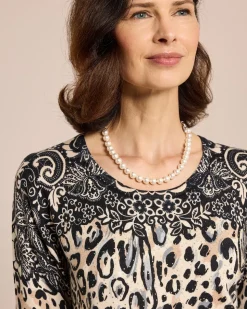 Pullover mit Alloverdruck und Strass