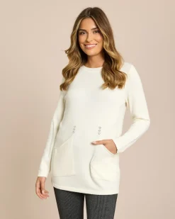 Pullover mit Eingrifftaschen & Schal